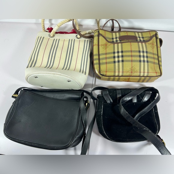 Rehab Lot 24: Vintage Burberry Bags Rehab Lot Nova Check Leather Velvet Bucket - Picture 3 of 15